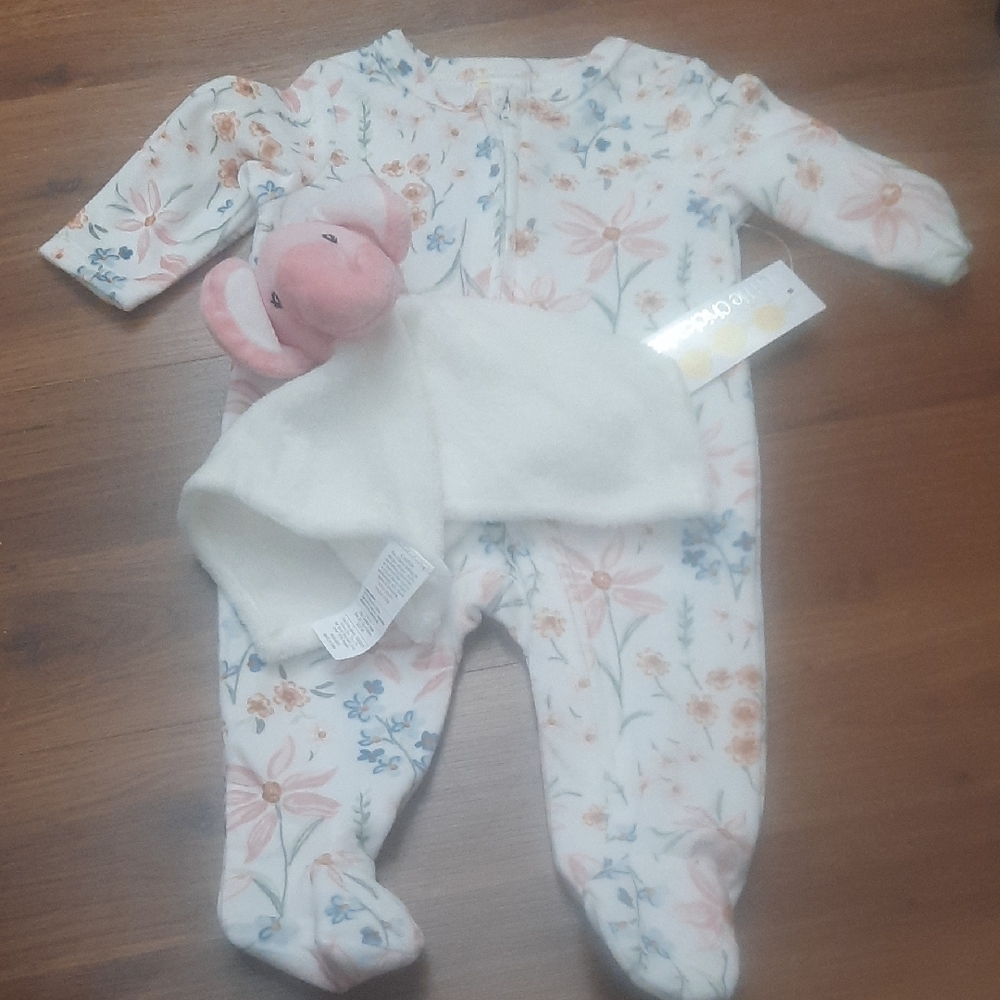 Floral Baby Footie in Cream and Pink